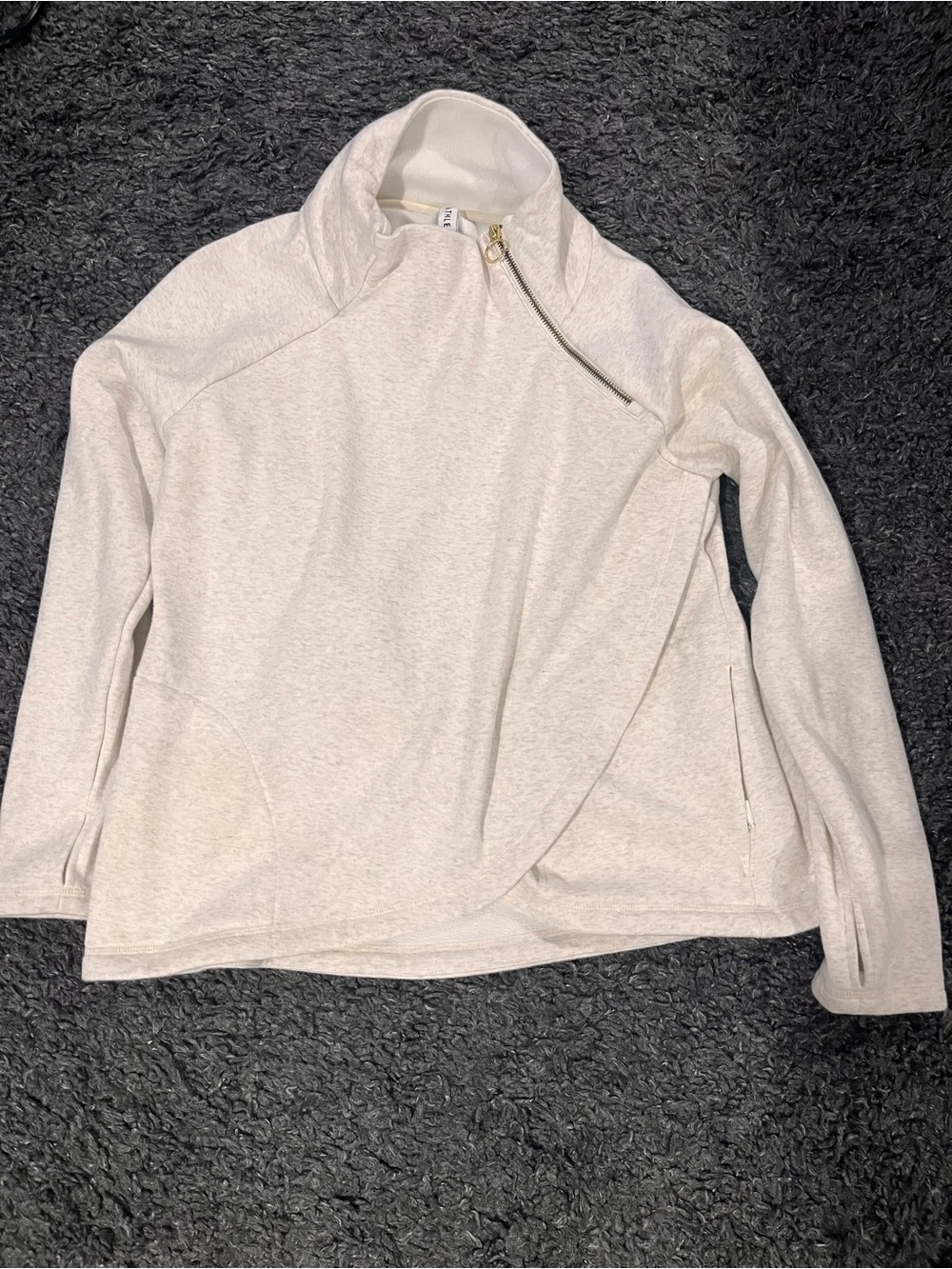 Athleta Ivory Cozy Karma Asym Pullover Size Large P Oatmeal Heather